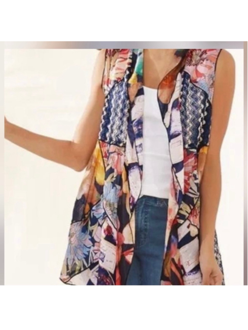 Soft Surroundings Multi-color Patchwork Vest S